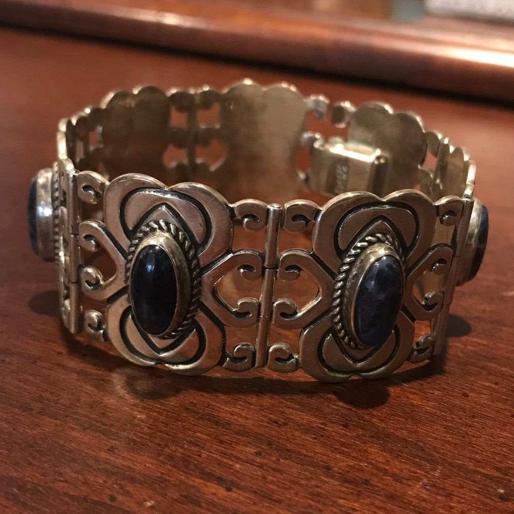 QVC Taxco Artisan Sterling Sodalite Bracelet 7.5"